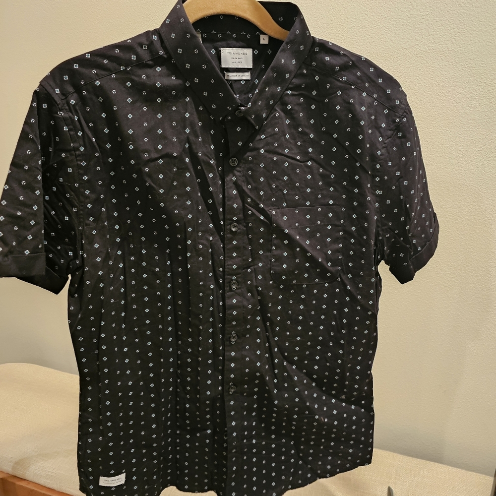 7diamond Men's Black Patterned Shirt